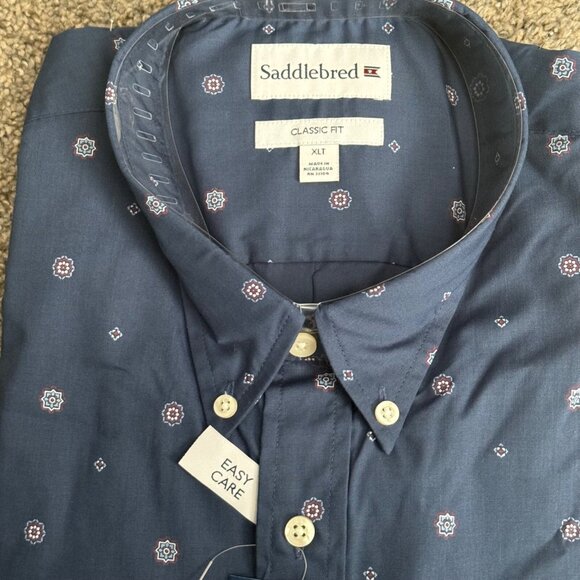 Saddlebred Classic Fit Button-Down Shirt XLT Blue Easy Care - Picture 6 of 12